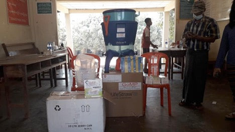 Unloading LifeStraw Supplies 