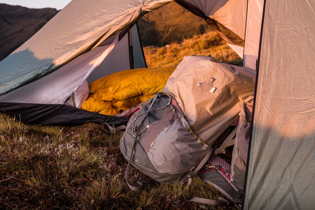 aarn pack in a tent