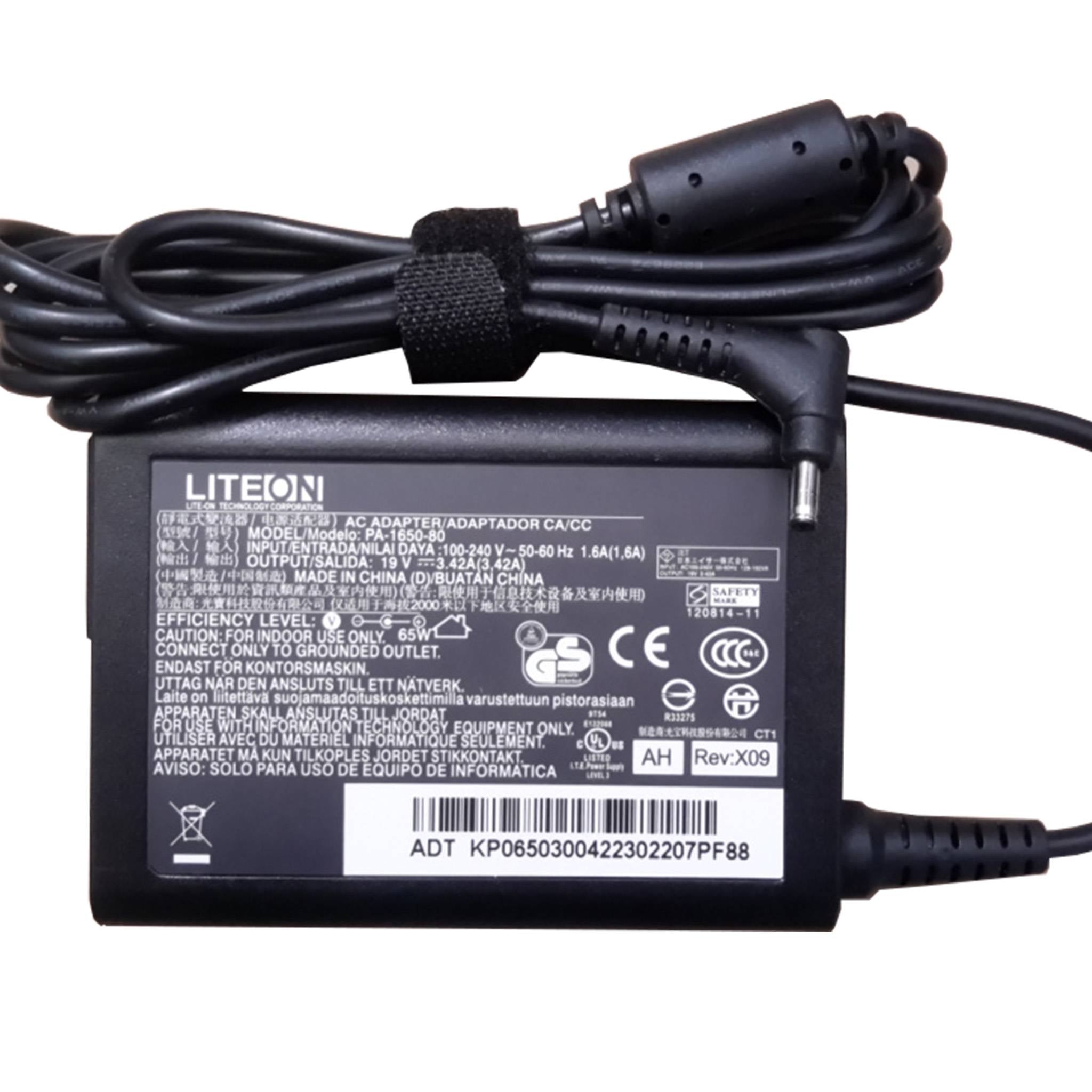 Liteon 19V 3.42A 65W Original Laptop AC Adapter Power Supply PA-1650-80, 3.0*1.1mm (10/30/50pc)