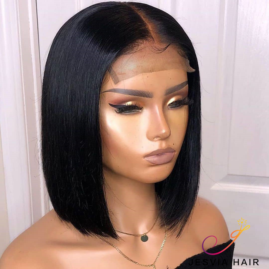 Free Shipping 5x5 Closure Bob Wig With Pre Plucked Hairline Straight J Jesvia Hair 