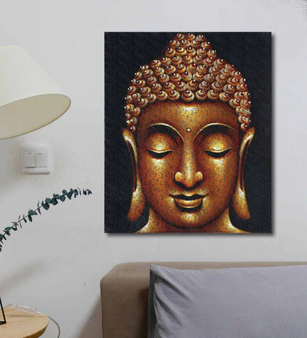 Golden Buddha on Lace Fabric