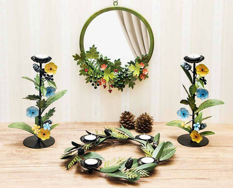 Green Floral Wall Mirror