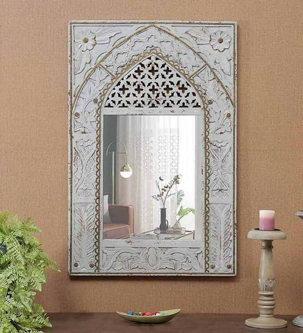 Imrana Carved Minaret Style Wall Mirror