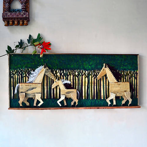 Wooden Hand Painted Horse Wall Decor