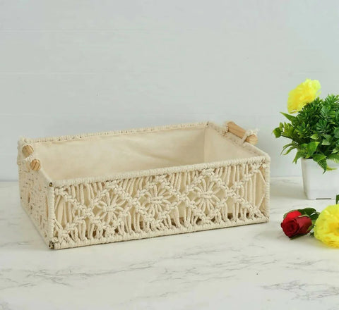 Macrame Wireframe Desk Tray Basket