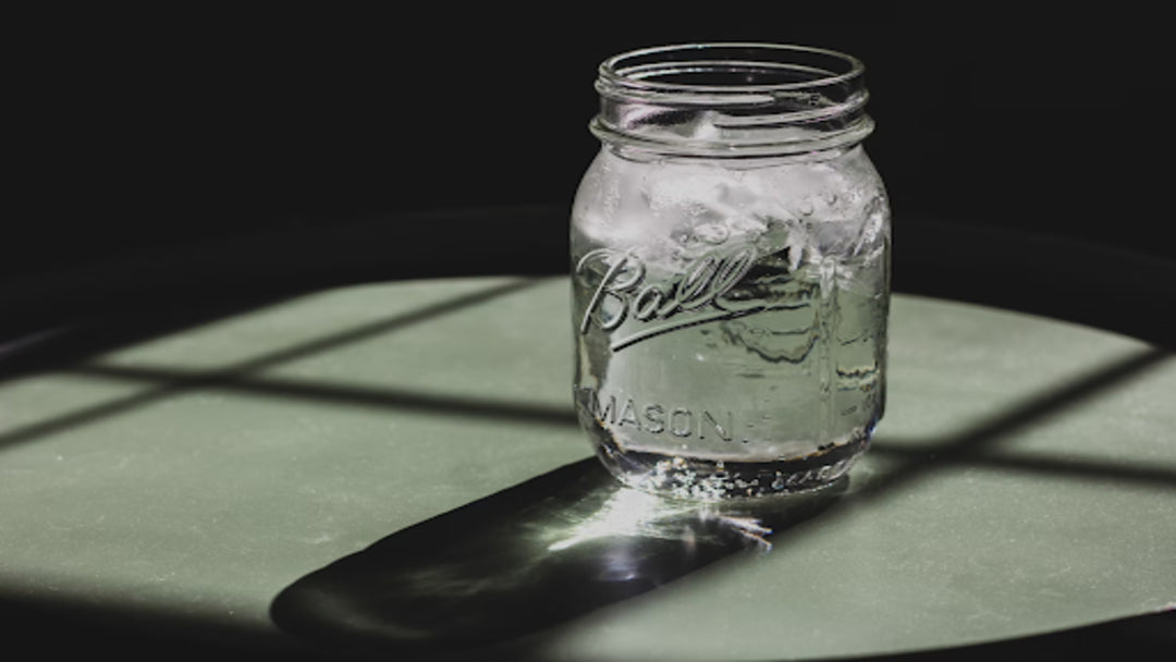 A Mason jar filled with water