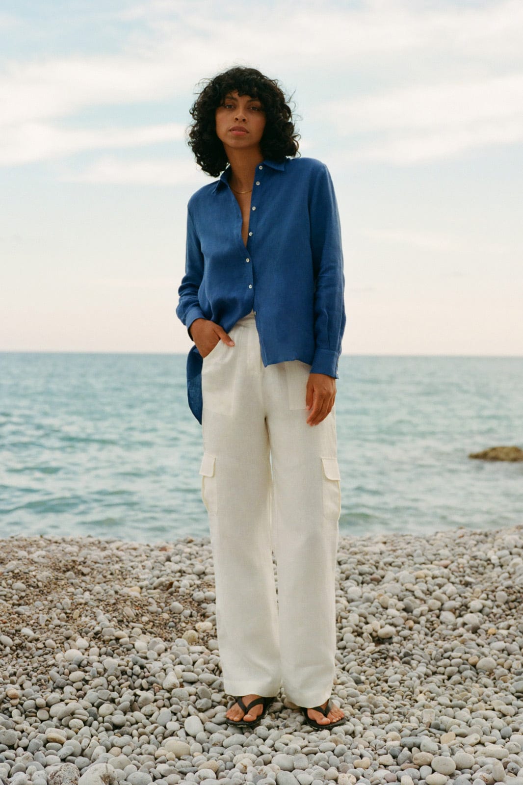 arkitaip - The Wabi Pleated Linen Trousers in off-white