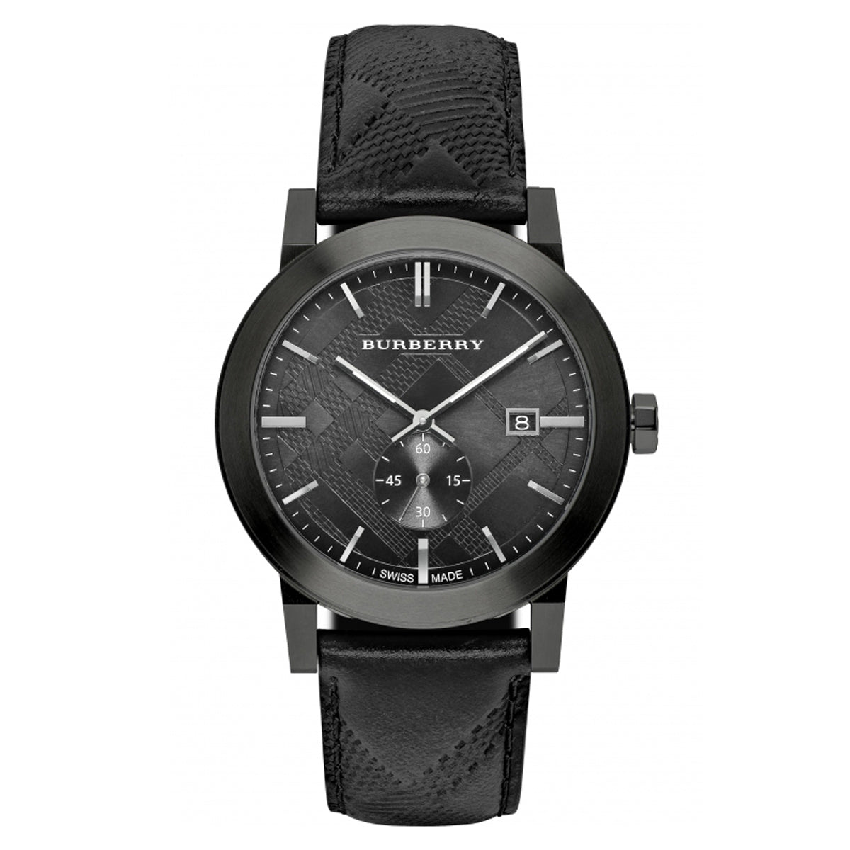 burberry mens brown leather watch