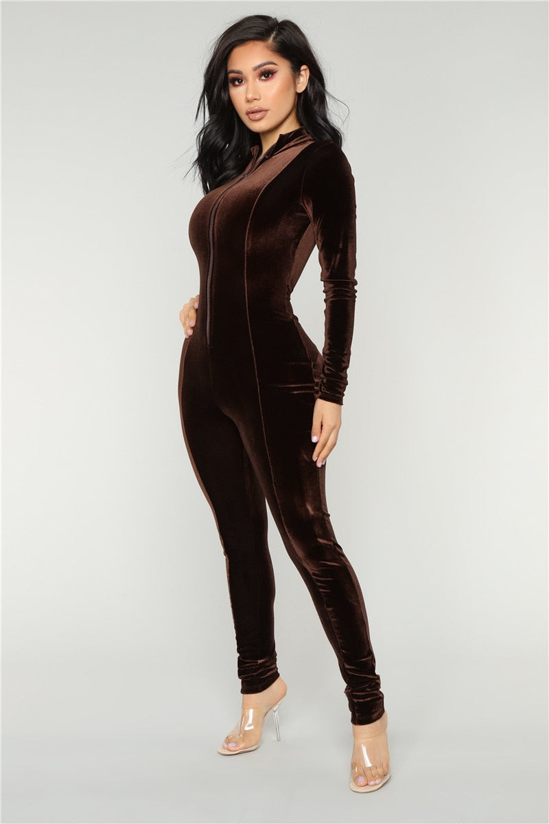 velvet bodycon jumpsuit