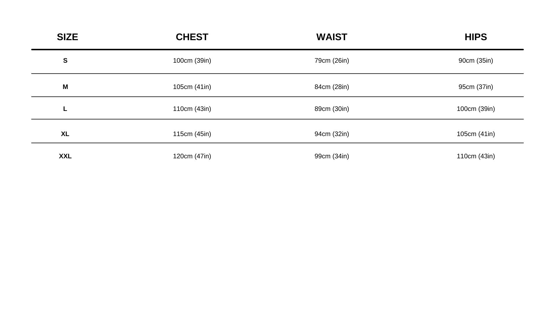 mens size guide