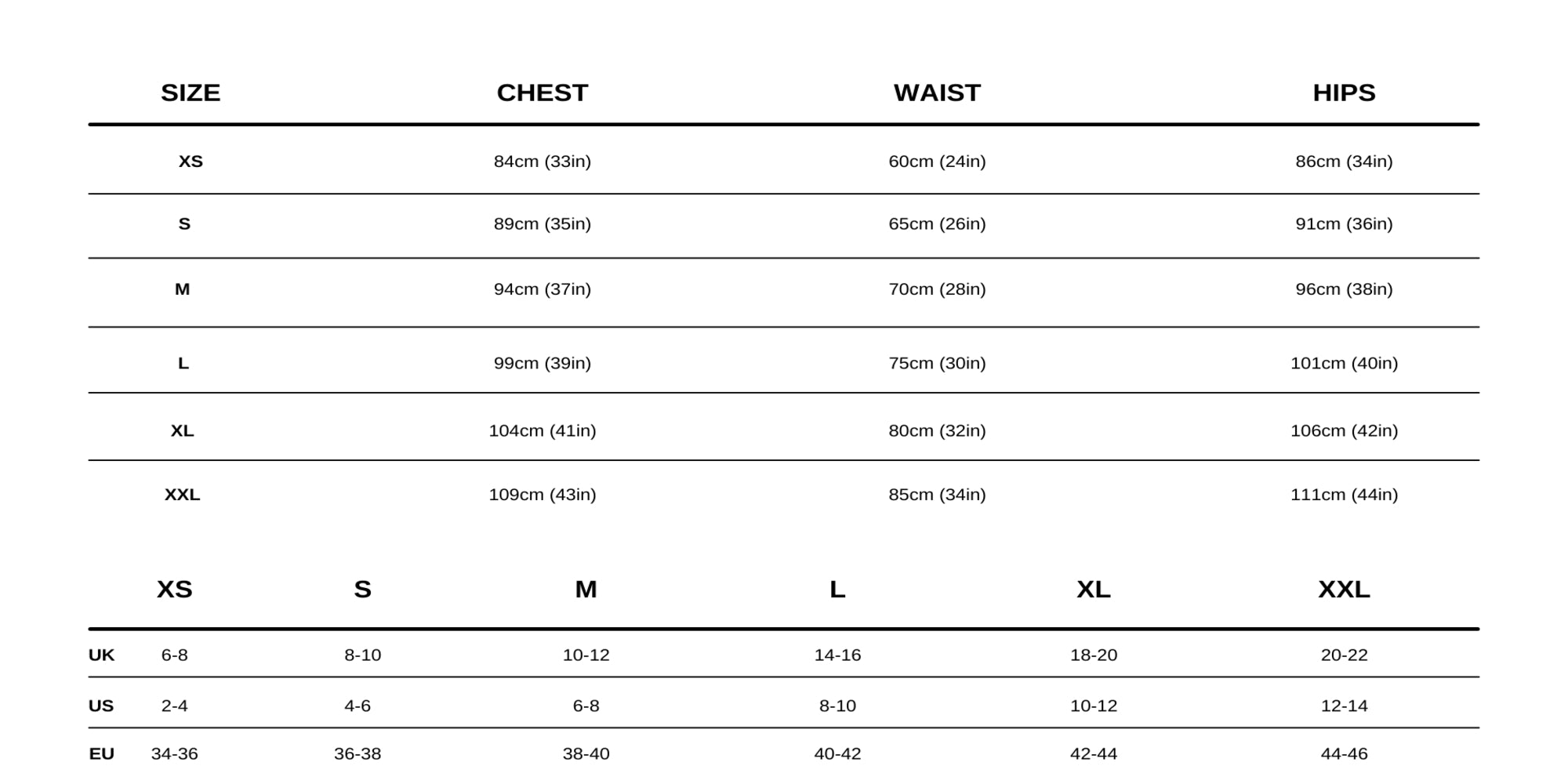 womens size guide