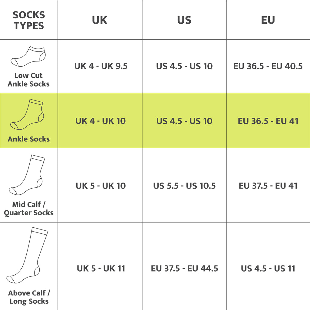 Ankle length size chart