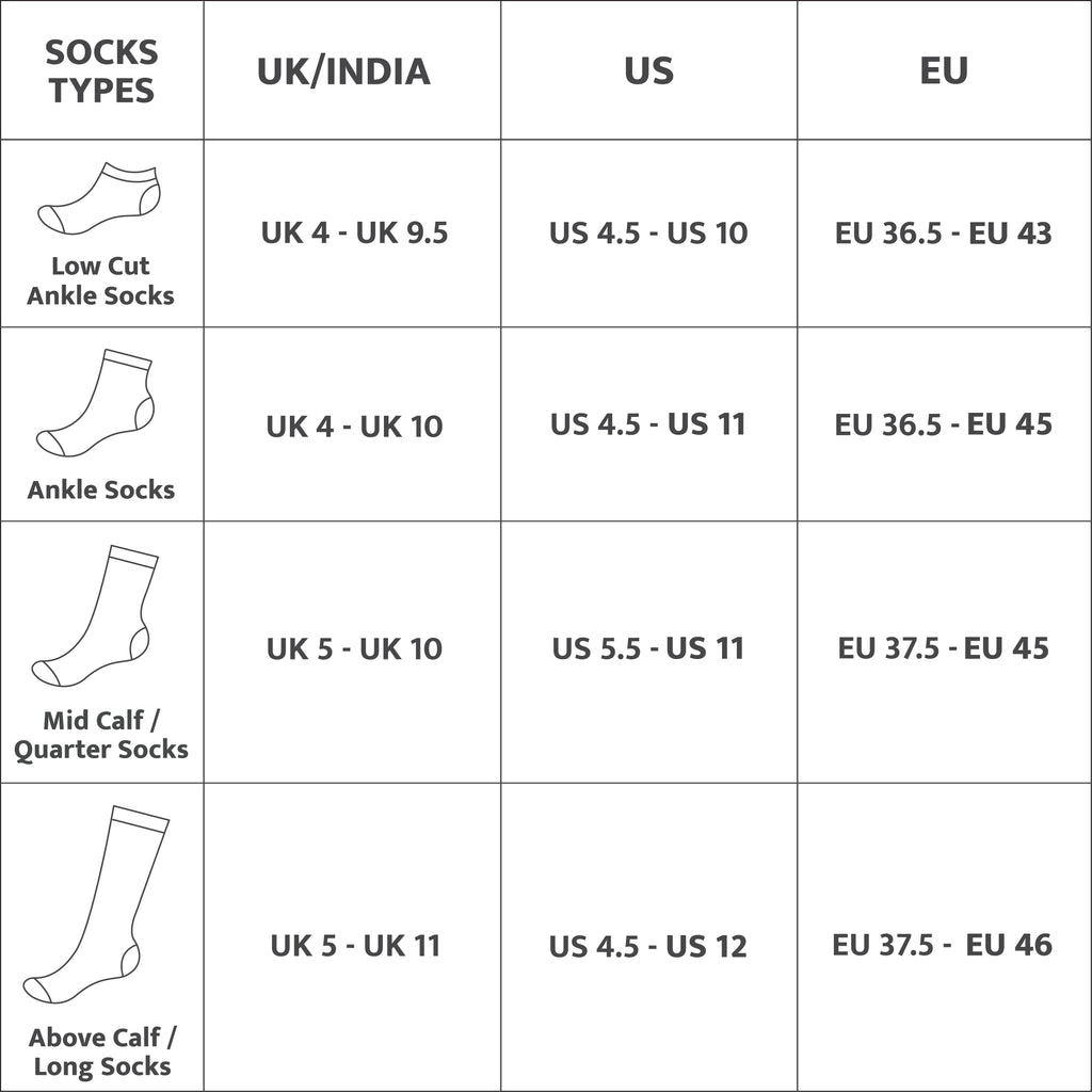 Socks size chart