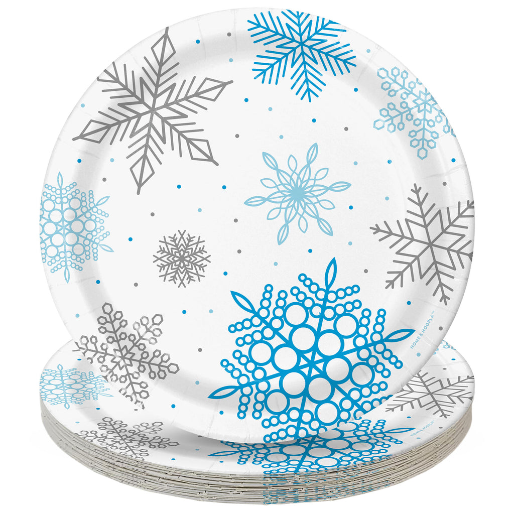 Artstyle Oval Paper Plate Bundle, Dazzling Winter Snowflakes