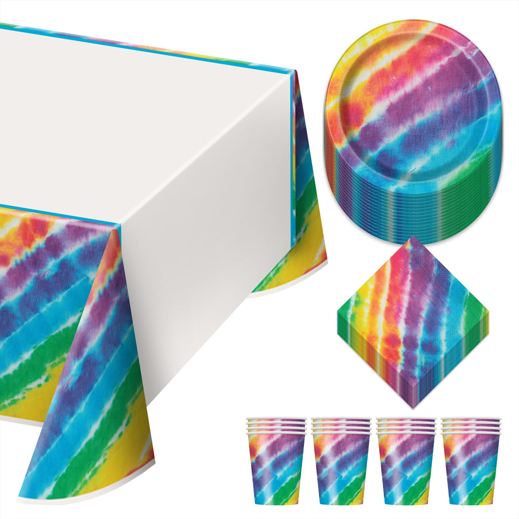 Hippie Tie Dye Birthday Party Supplies Rainbow Adult Birthday Disposable  Tableware Set Paper Plates Cups Napkins