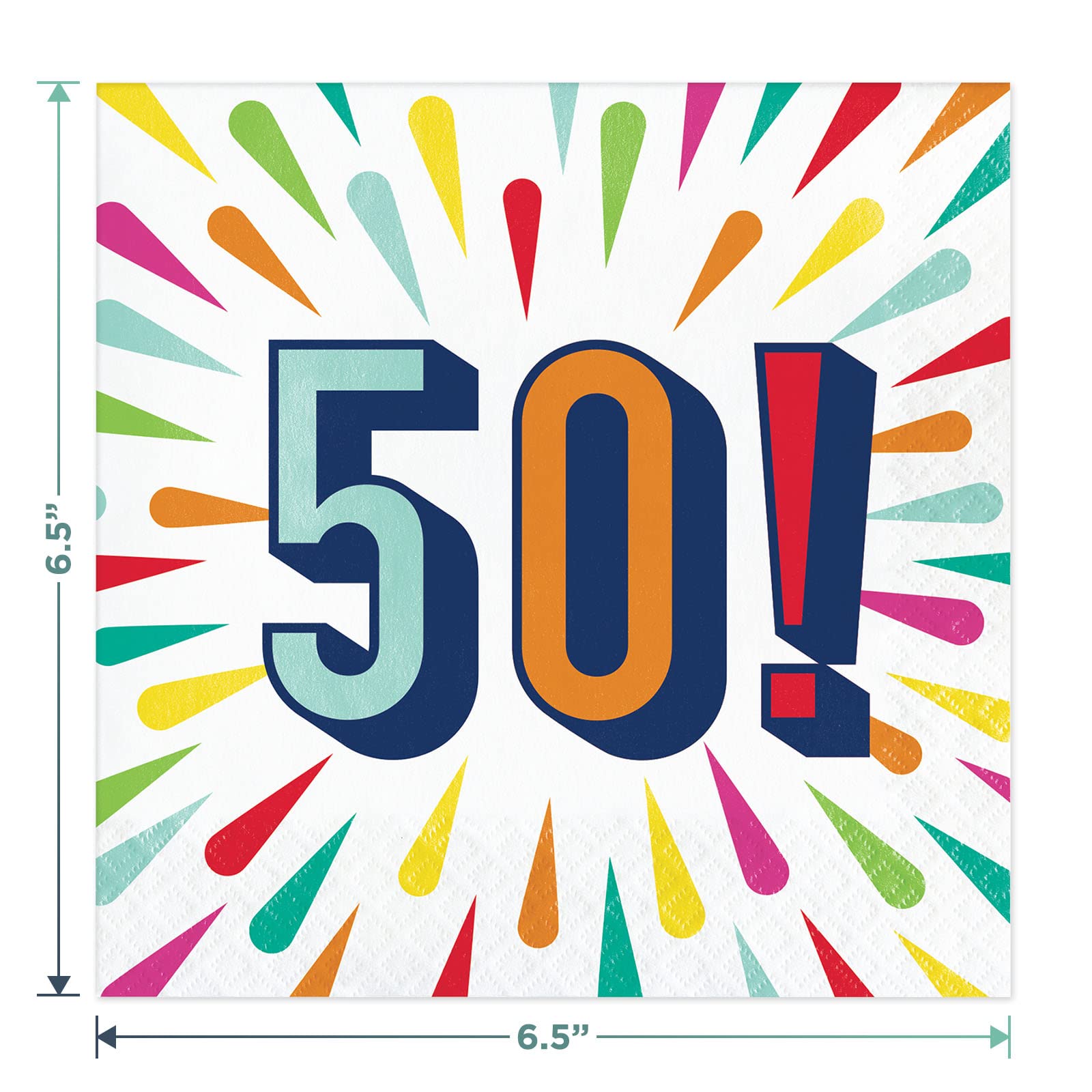 Happy 50th Birthday Burst Paper Dessert Plates and Napkins (Serves 16 ...