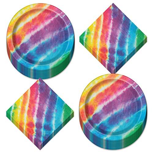 Tie Dye Rainbow Dessert Party Pack - Plates, Napkins, Cups, and Table –  Home & Hoopla