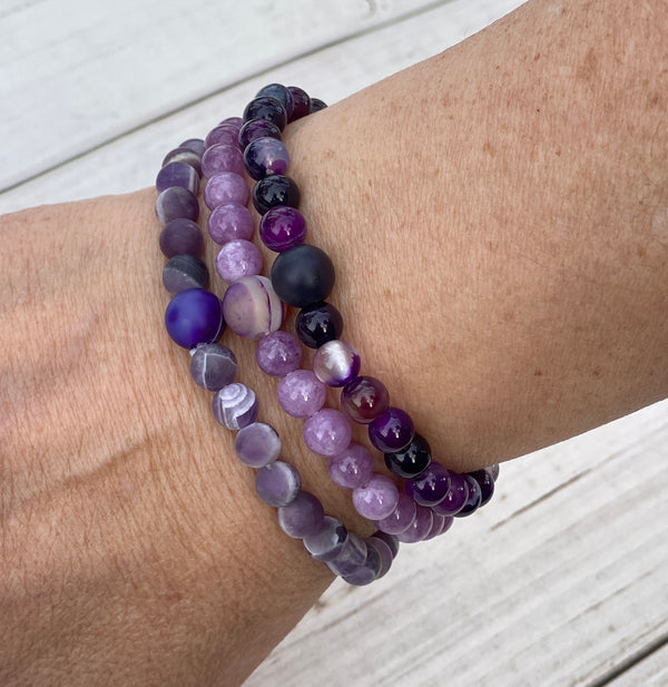 purple Gemstone Amethyst Bracelet Bracelet Type Beaded