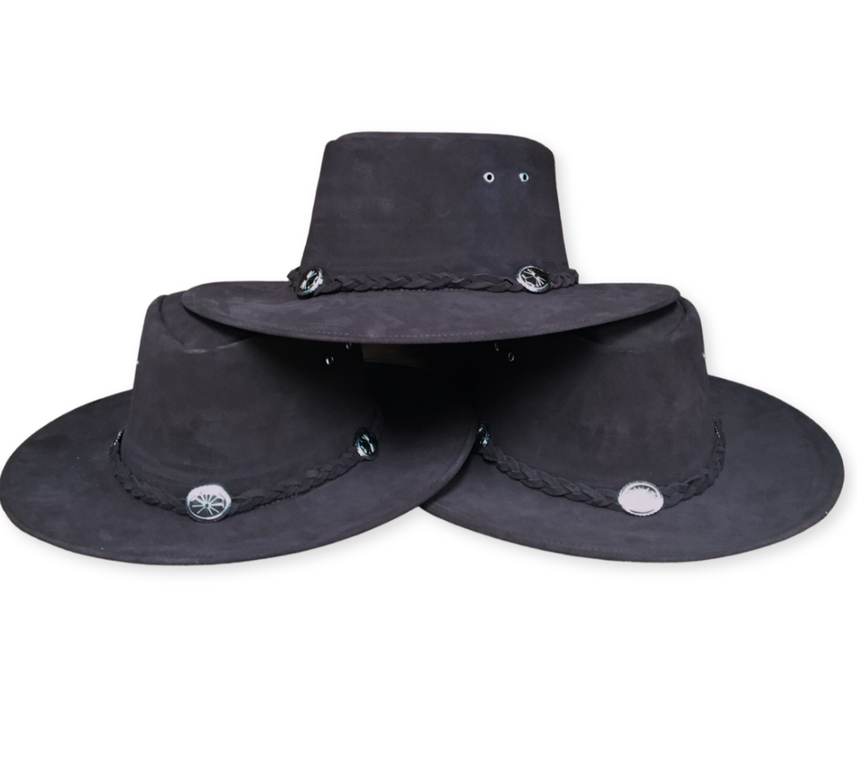 Genuine Suede Large Brown HAT with Conchos