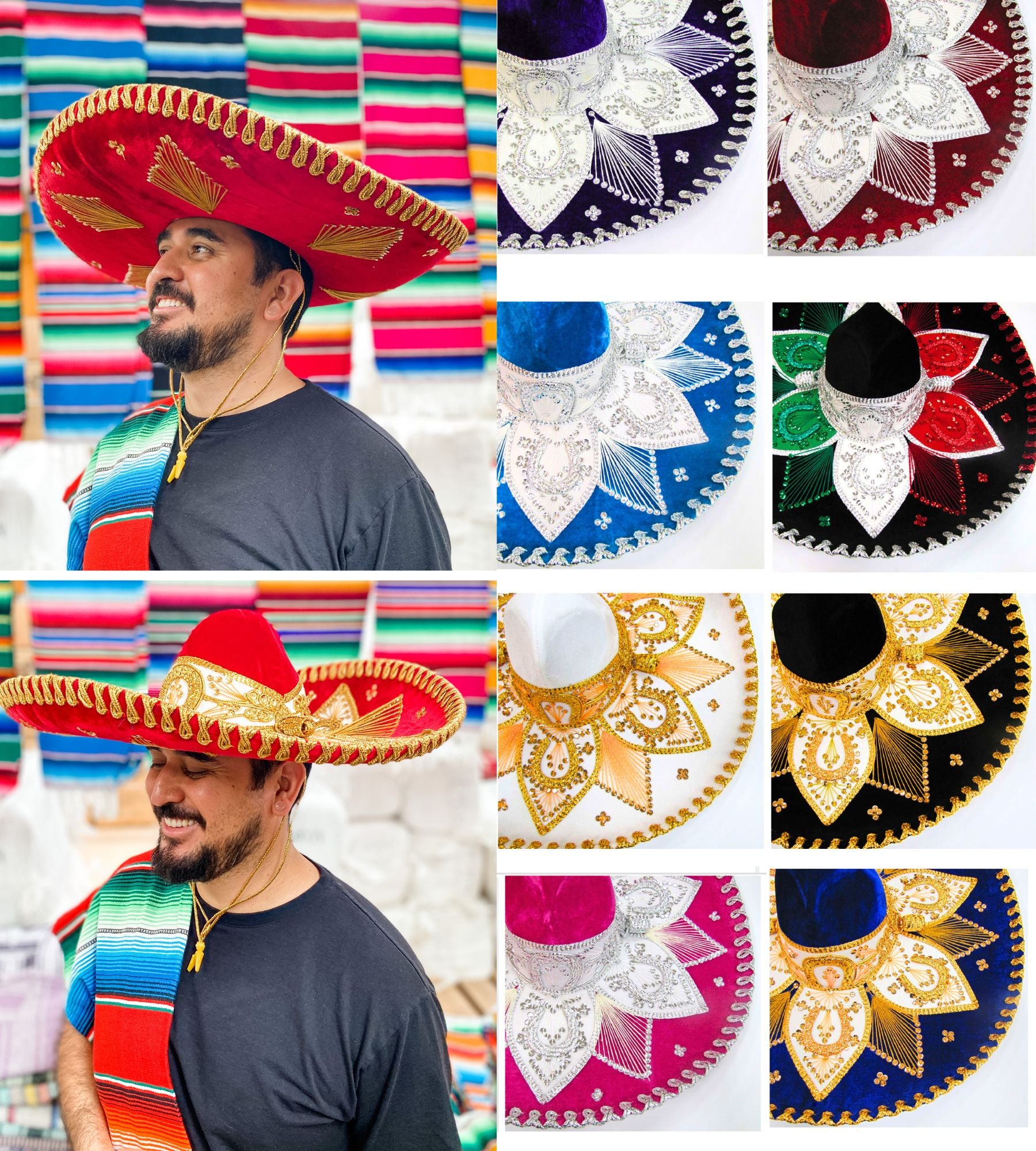 Colorful Charro Style Sombreros from MEXICO