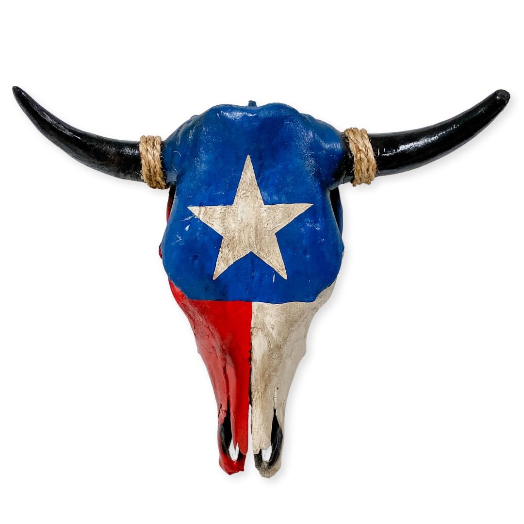 ''Southwest-Style Cow Skull, Texas FLAG''