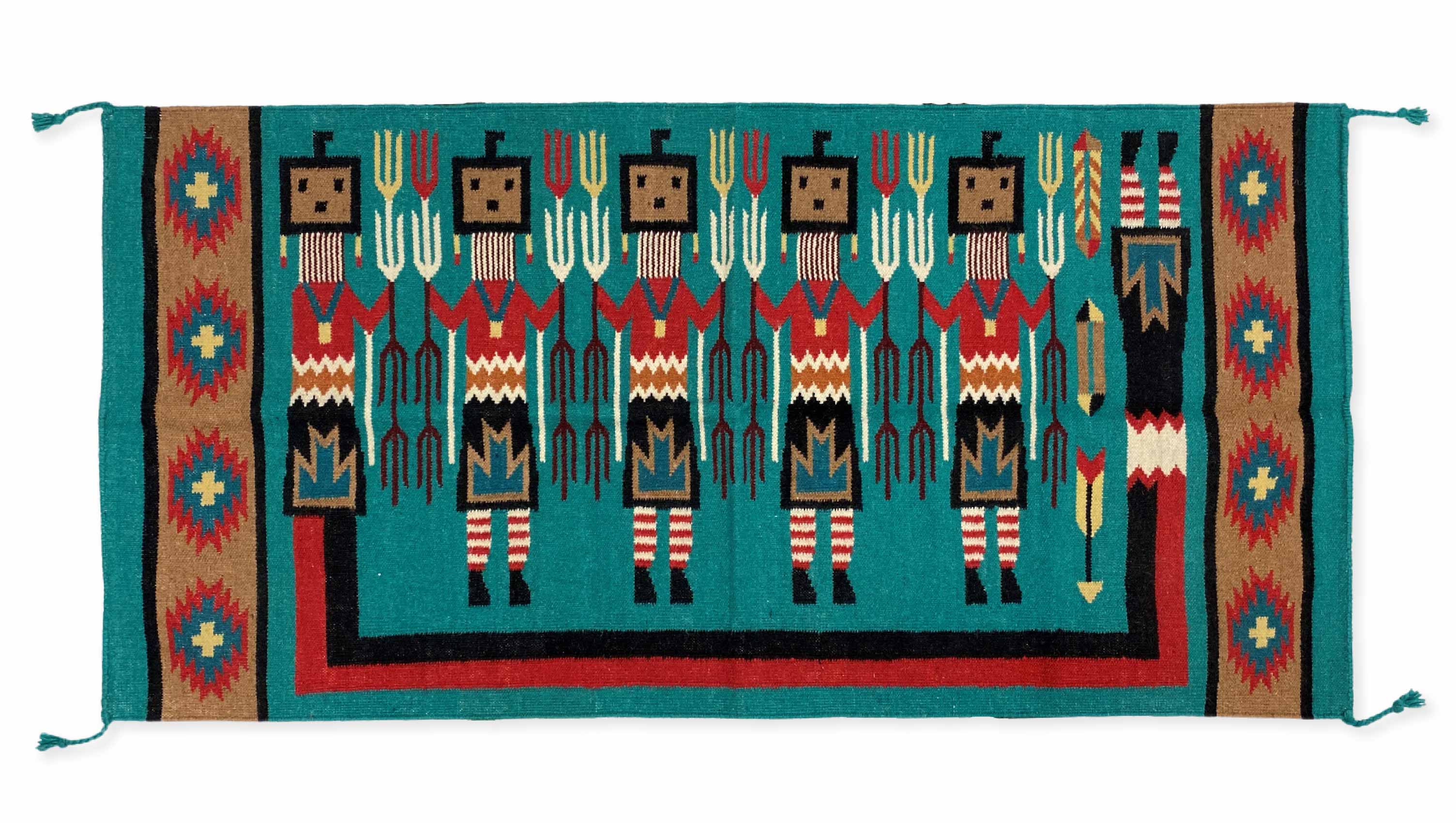 Intricate Wool Yei Rug Teal