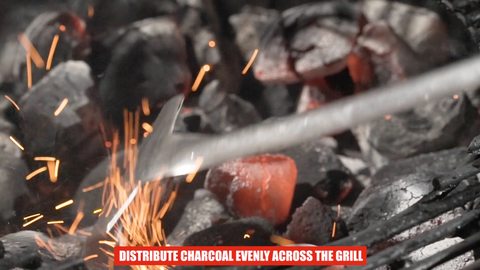 distribute charcoal evenly across grill