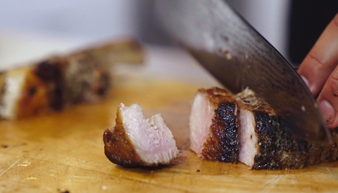 slicing pork chop