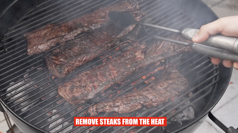 remove the skirt steak from heat