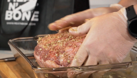 preparing the lamb shoulder