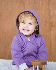 babysoy reversible zipper hoodie for toddler in eggplant purple