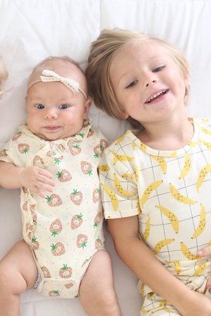 newborn onesie and toddler short sleeve pajamas are perfect Sleeping Clothes for Summer - babysoy