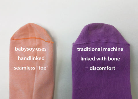 babysoy handlinked toe seam is comfy