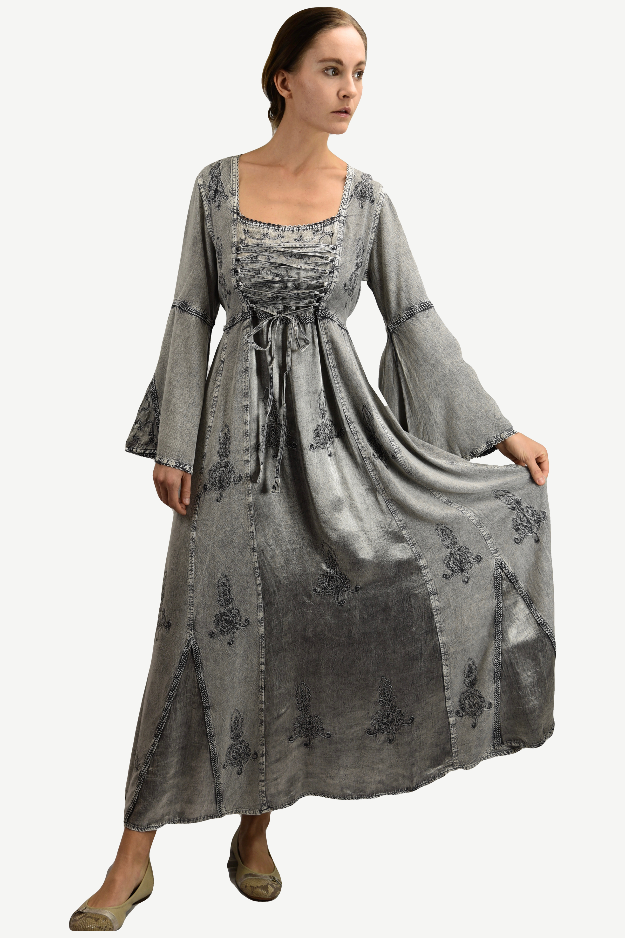 silver bell sleeve dress