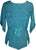 Scooped Neck Medieval  Embroidered Blouse - Agan Traders, Turquoise