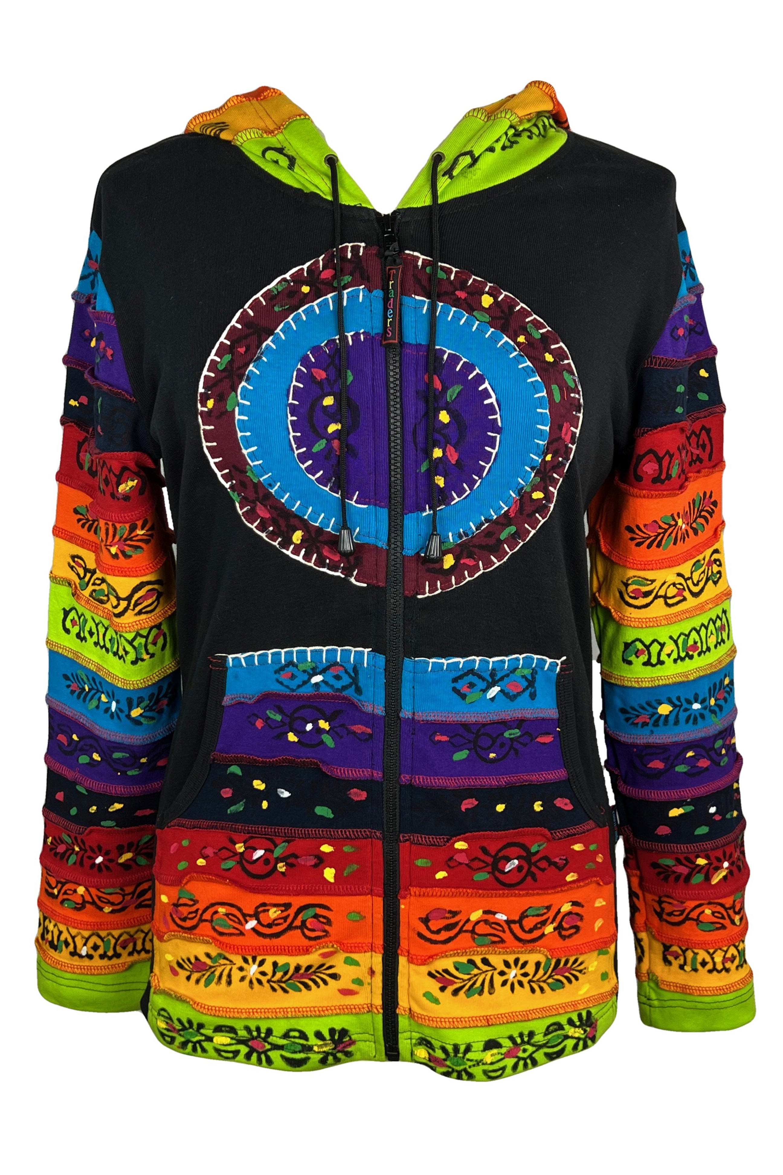 RJ 366 Rainbow Bohemian Brush Painted Hoodie Jacket – Agan Traders