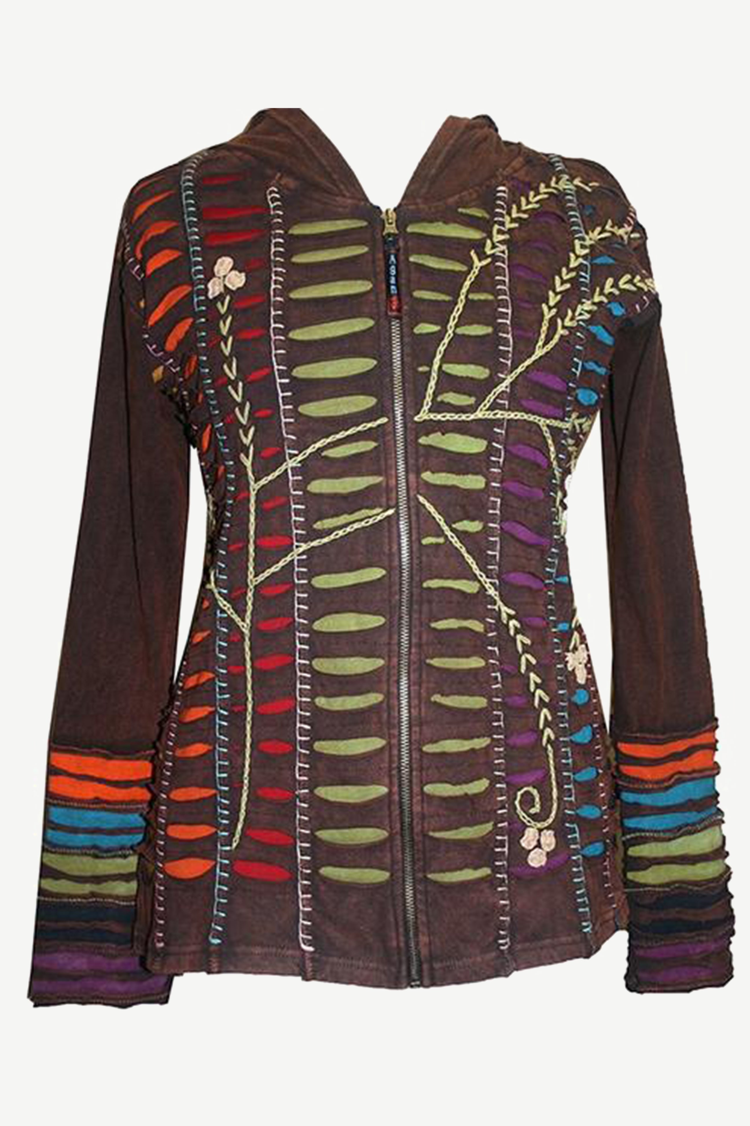 RJ 51 Agan Traders Bohemian Nepal Hoodie Gypsy Knit Cotton Patch Rib J