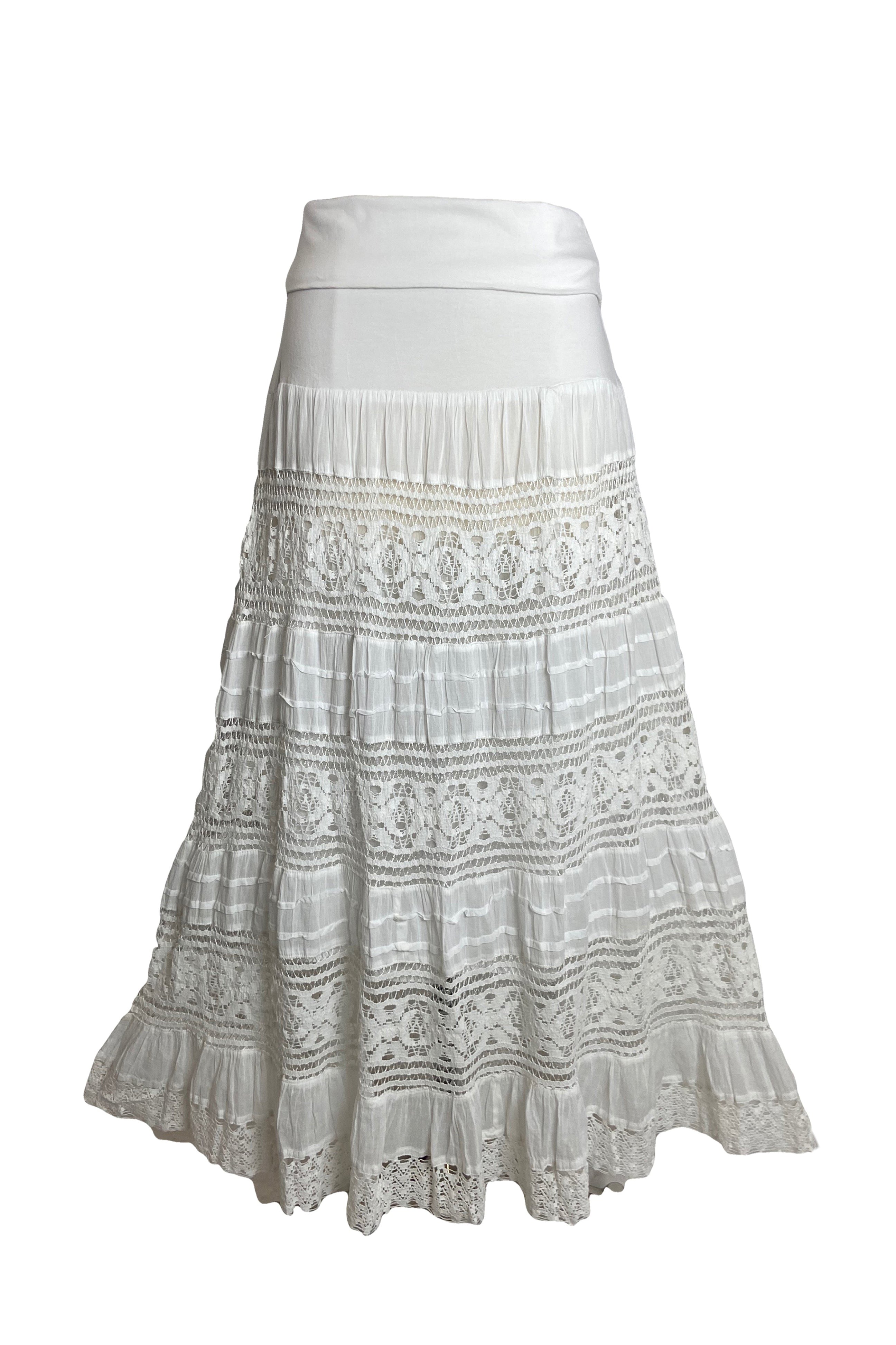 21238 SKT Cotton Lace Tiered Lined Long Skirt – Agan Traders