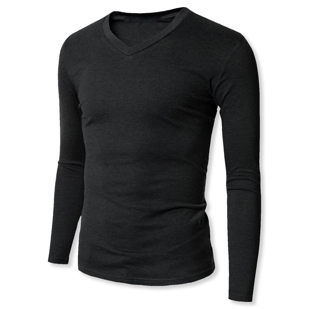 V-Neck Long Sleeve Sweat-Resistant Undershirt With Medium Sized Sweat ...