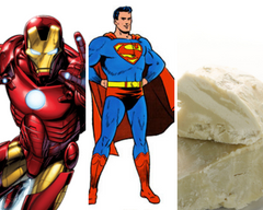 Ziggy's pudding blog. title: who is you favorite superhero. picture of iron man, superman and shea butter