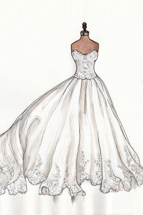 Illustration of Bohemia Sheer Half sleeve Lace Appliques Bridal Gown