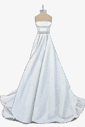 Sketch of Ruffled Floor length Strapless Sweetheart Mermaid Wedding Dress
