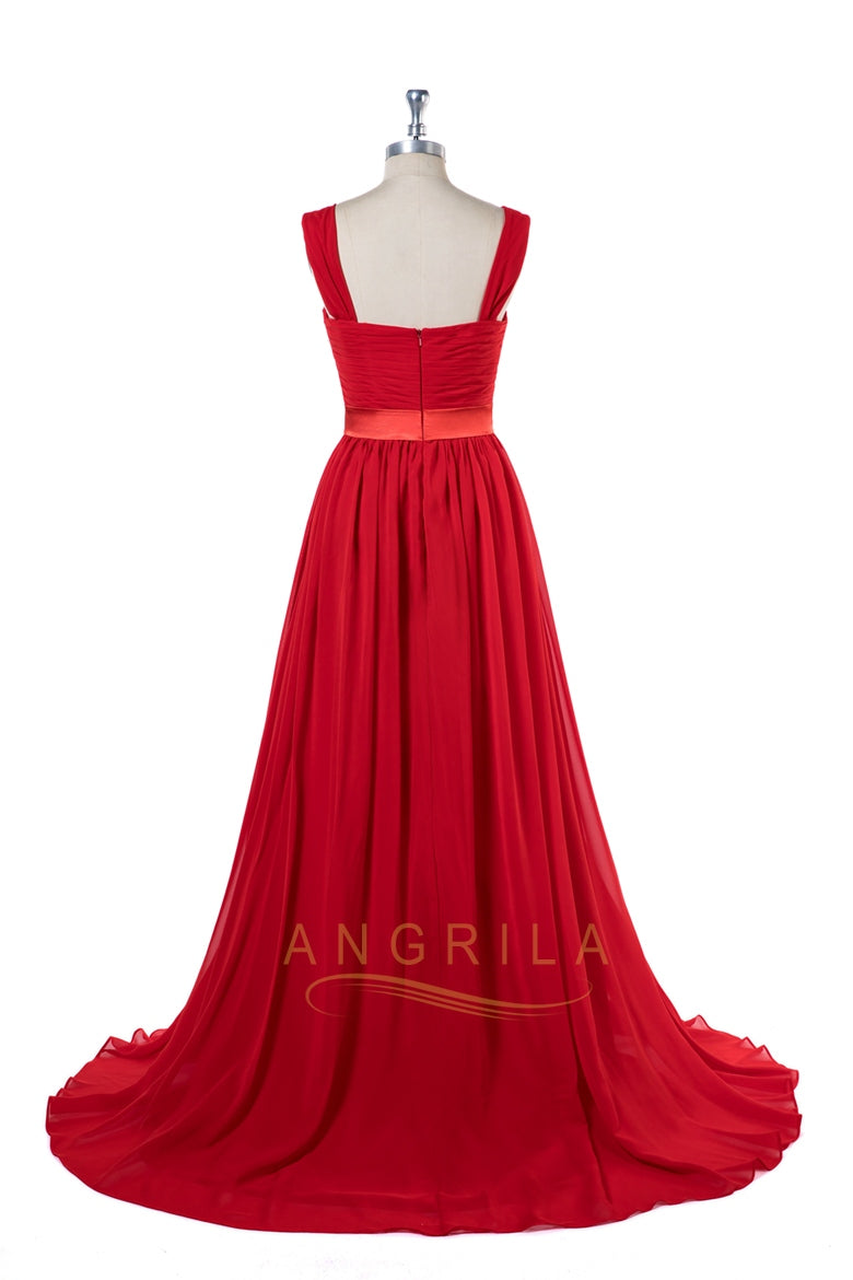 Shoulder Straps A-Line Chiffon Bridesmaid Dresses – Angrila