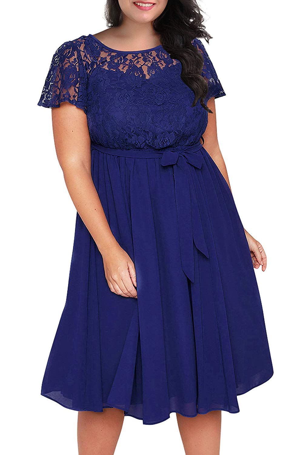 Plus Size Lace and Chiffon Wedding Guest Dresses – Angrila