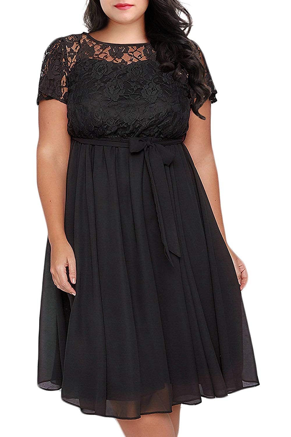 Plus Size Lace And Chiffon Wedding Guest Dresses Angrila 1256