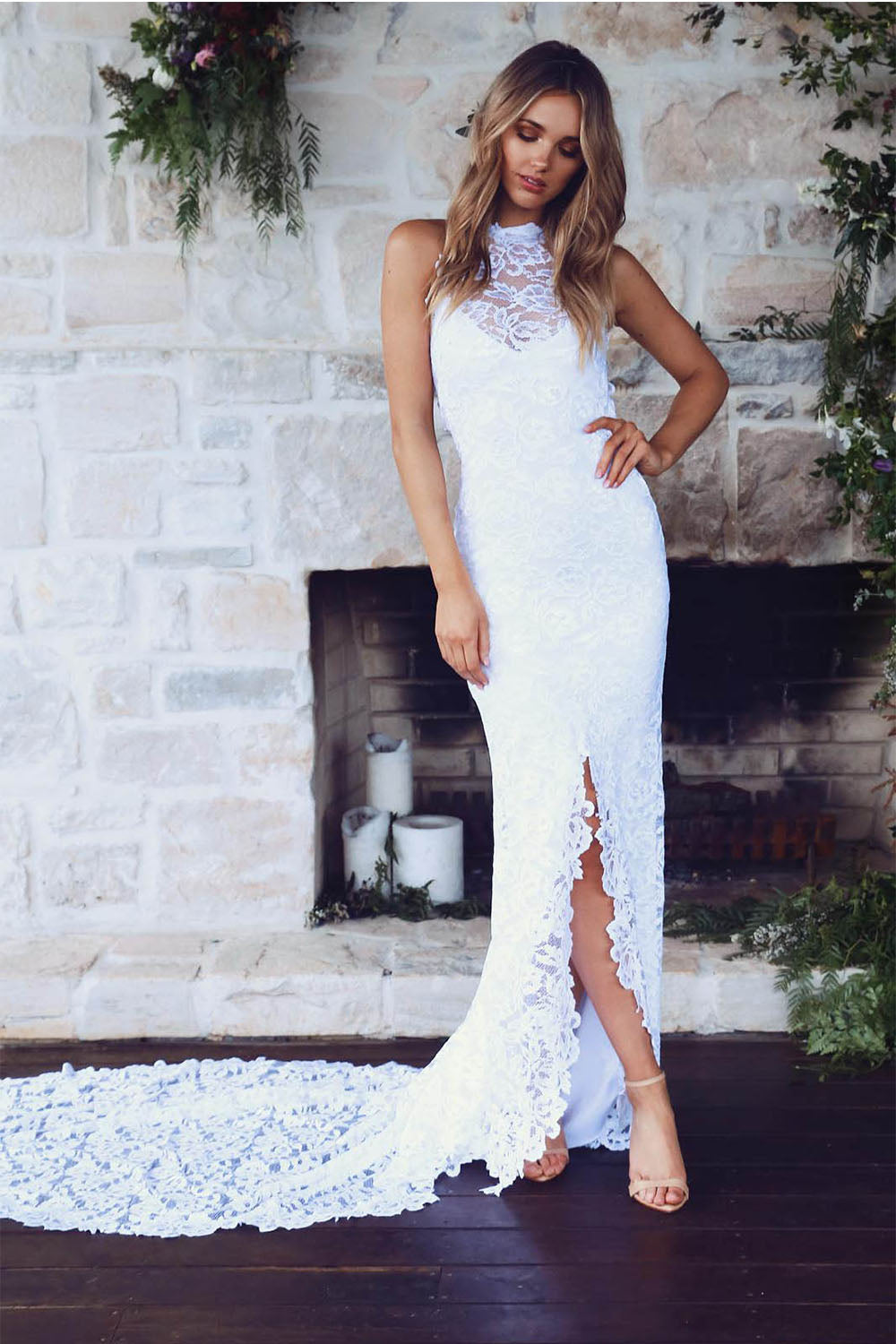 high-neck-sheath-column-backless-lace-boho-wedding-dress-with-long-tra-angrila