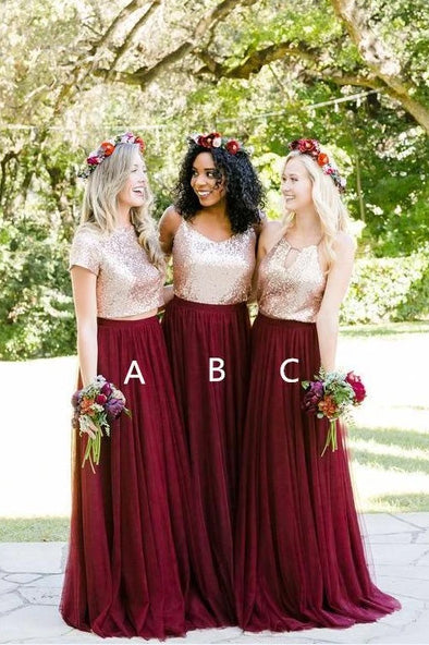 burgundy glitter bridesmaid dresses