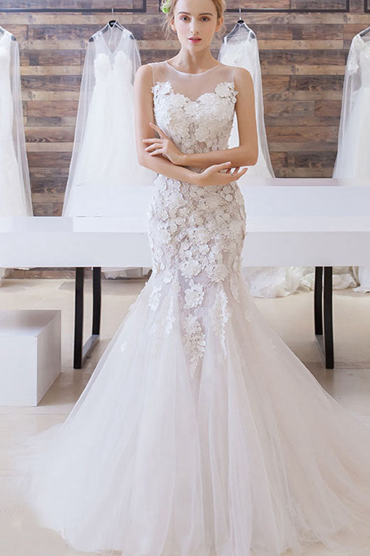 illusion mermaid wedding dress