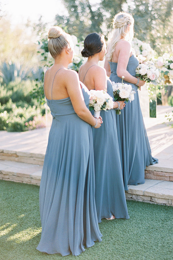 Simple A-Line Spaghetti Straps Bridesmaid Dresses – Angrila