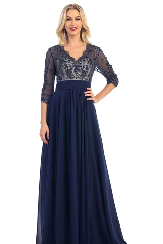 Long Mother Of The Bride Dress With Sleeves – Angrila